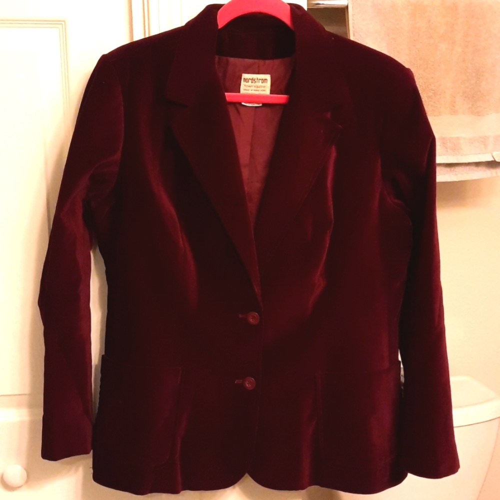 Burgundy velvet blazer
